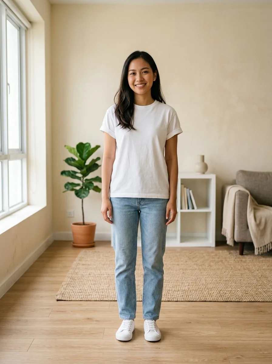 Original outfit, plain tee and jeans